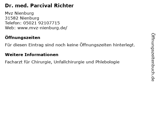 Dr. med. Parcival Richter in Nienburg: Adresse und Öffnungszeiten