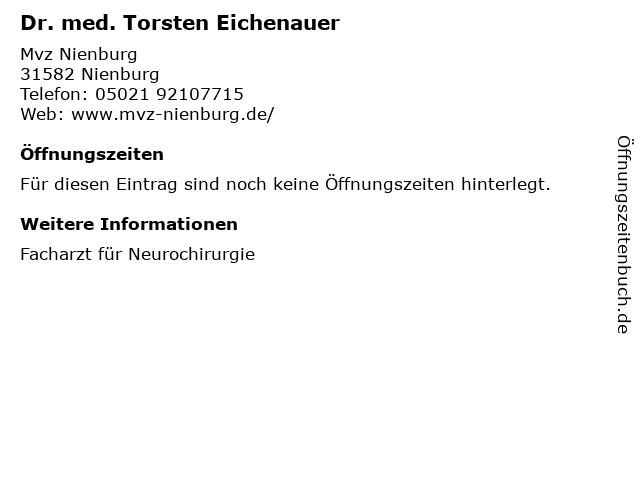 Dr. med. Torsten Eichenauer in Nienburg: Adresse und Öffnungszeiten