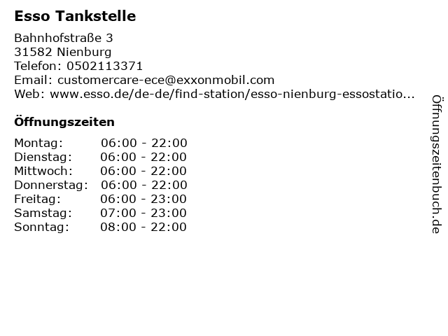 Esso Tankstelle in Nienburg: Adresse und Öffnungszeiten