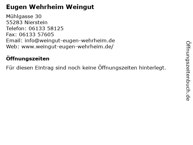 Eugen Wehrheim Weingut in Nierstein: Adresse und Öffnungszeiten