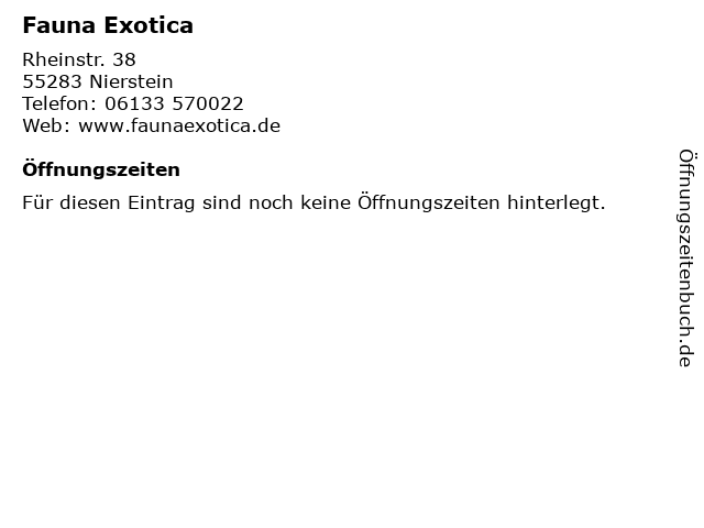 Fauna Exotica in Nierstein: Adresse und Öffnungszeiten