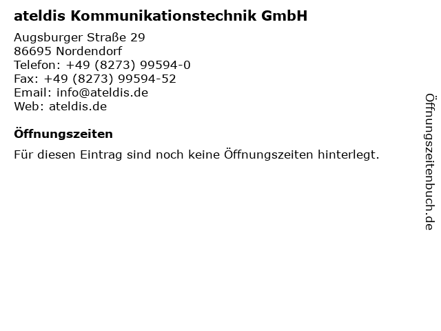 ateldis Kommunikationstechnik GmbH in Nordendorf: Adresse und Öffnungszeiten
