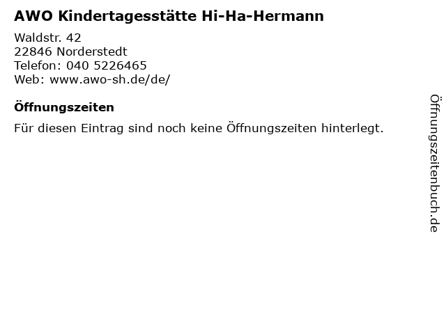 AWO Kindertagesstätte Hi-Ha-Hermann in Norderstedt: Adresse und Öffnungszeiten