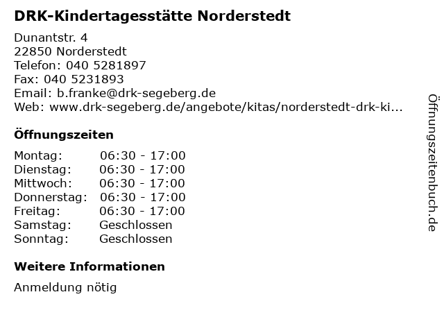 DRK-Kindertagesstätte Norderstedt in Norderstedt: Adresse und Öffnungszeiten