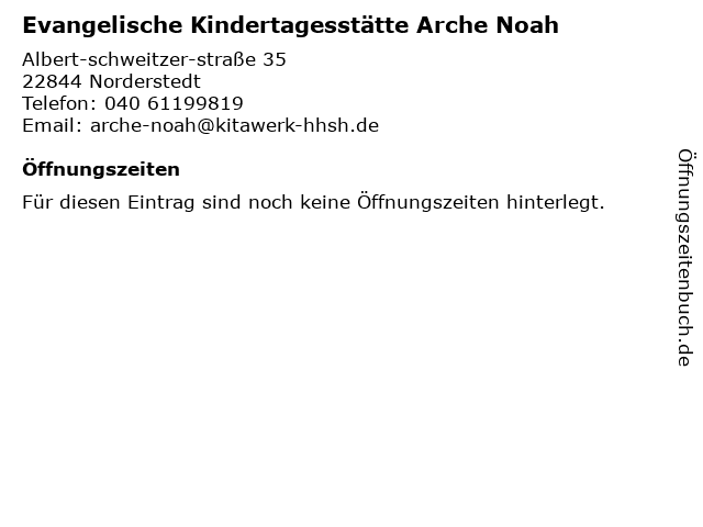 Evangelische Kindertagesstätte Arche Noah in Norderstedt: Adresse und Öffnungszeiten