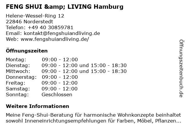 FENG SHUI & LIVING Hamburg in Norderstedt: Adresse und Öffnungszeiten