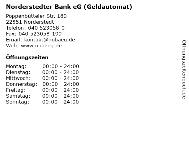 Norderstedter Bank eG (Geldautomat) in Norderstedt: Adresse und Öffnungszeiten