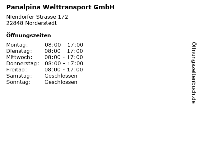 Panalpina Welttransport GmbH in Norderstedt: Adresse und Öffnungszeiten