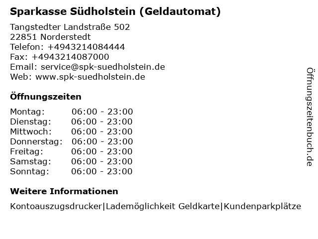 Sparkasse Südholstein (Geldautomat) in Norderstedt: Adresse und Öffnungszeiten