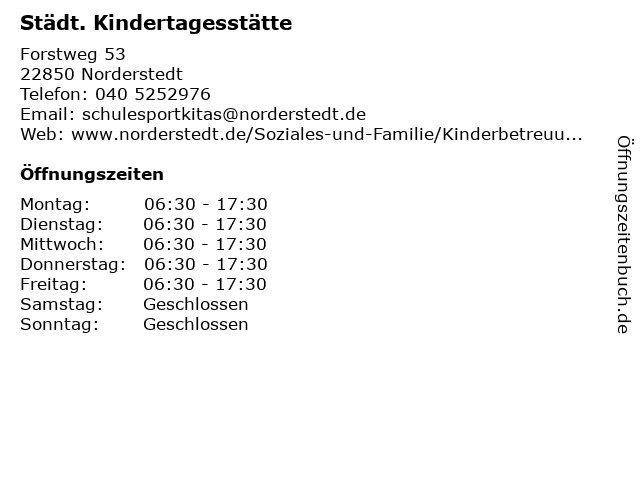 Städt. Kindertagesstätte in Norderstedt: Adresse und Öffnungszeiten