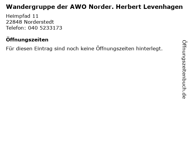 Wandergruppe der AWO Norder. Herbert Levenhagen in Norderstedt: Adresse und Öffnungszeiten