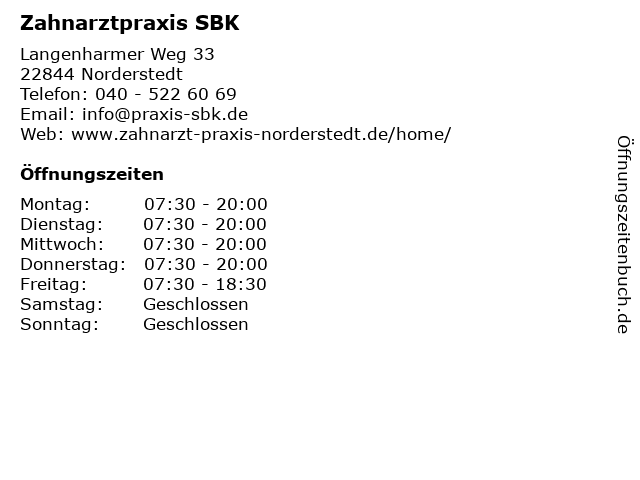 Zahnarztpraxis SBK in Norderstedt: Adresse und Öffnungszeiten
