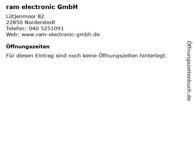 ram electronic GmbH in Norderstedt: Adresse und Öffnungszeiten