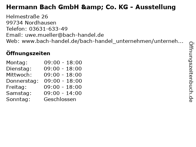 Hermann Bach GmbH & Co. KG - Ausstellung in Nordhausen: Adresse und Öffnungszeiten