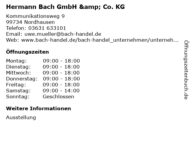 Hermann Bach GmbH & Co. KG in Nordhausen: Adresse und Öffnungszeiten