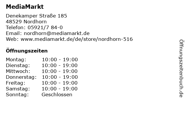 ᐅ Öffnungszeiten „Media Markt Nordhorn“ | Denekamper ...