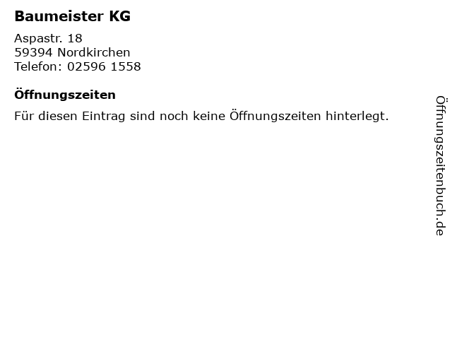 Baumeister KG in Nordkirchen: Adresse und Öffnungszeiten