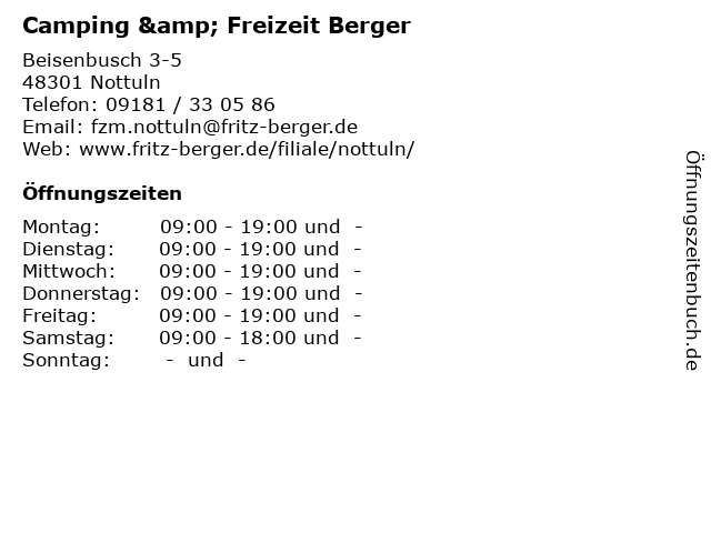 Camping & Freizeit Berger in Nottuln: Adresse und Öffnungszeiten