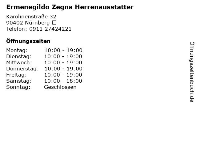 Ermenegildo Zegna Herrenausstatter in Nürnberg ‎: Adresse und Öffnungszeiten