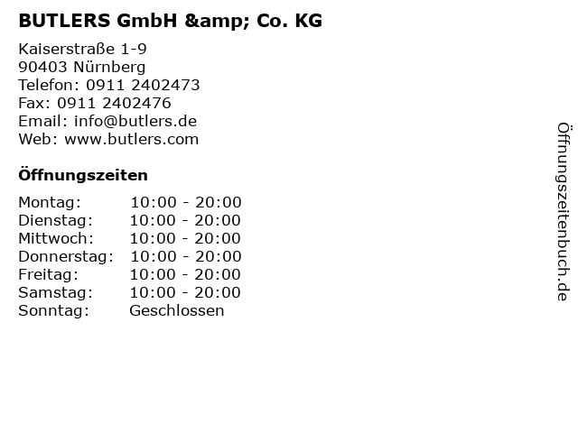 BUTLERS GmbH & Co. KG in Nürnberg: Adresse und Öffnungszeiten