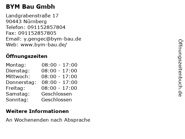 BYM Bau Gmbh in Nürnberg: Adresse und Öffnungszeiten