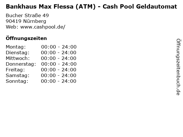 Bankhaus Max Flessa (ATM) - Cash Pool Geldautomat in Nürnberg: Adresse und Öffnungszeiten