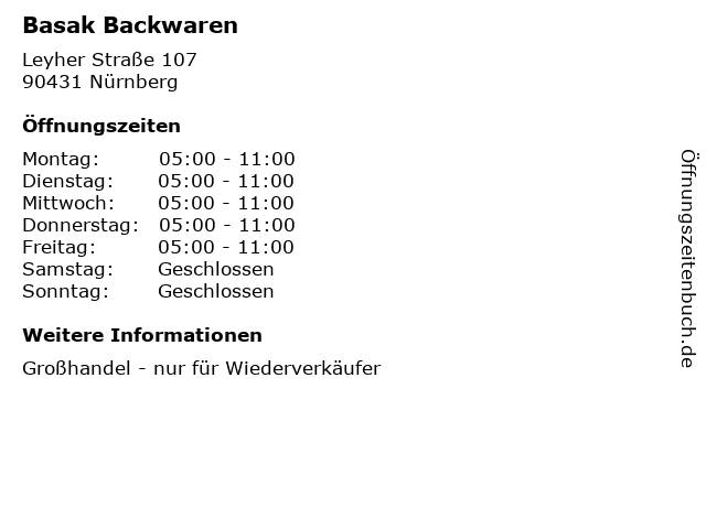 Basak Backwaren in Nürnberg: Adresse und Öffnungszeiten