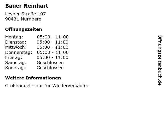 Bauer Reinhart in Nürnberg: Adresse und Öffnungszeiten