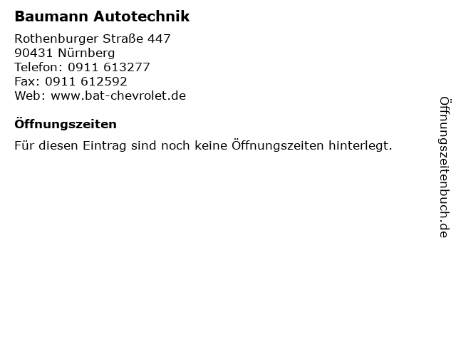 Baumann Autotechnik in Nürnberg: Adresse und Öffnungszeiten