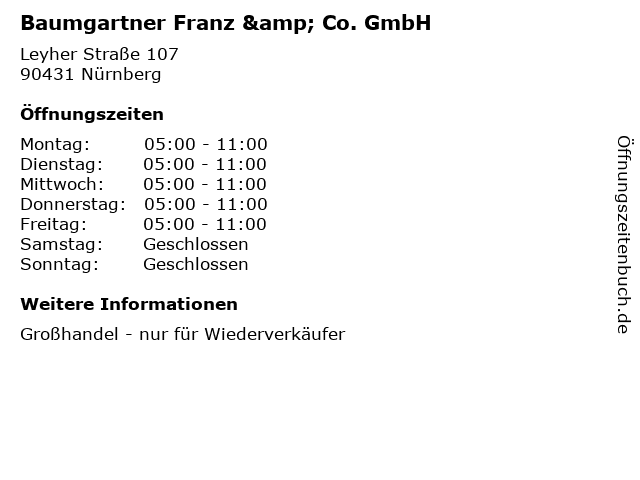 Baumgartner Franz & Co. GmbH in Nürnberg: Adresse und Öffnungszeiten