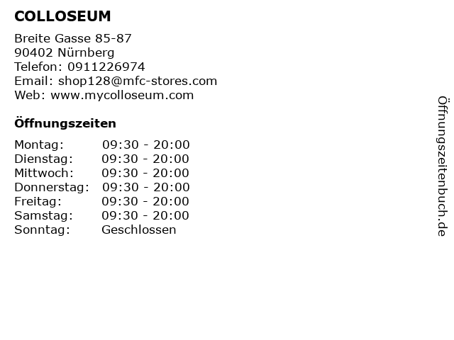 COLLOSEUM in Nürnberg: Adresse und Öffnungszeiten