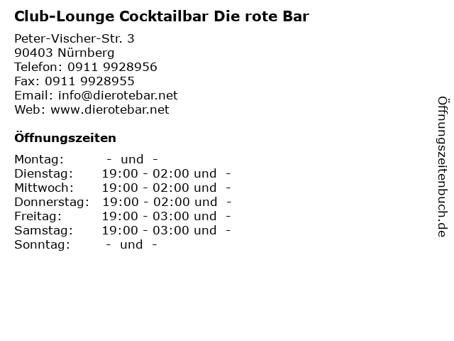 Club-Lounge Cocktailbar Die rote Bar in Nürnberg: Adresse und Öffnungszeiten