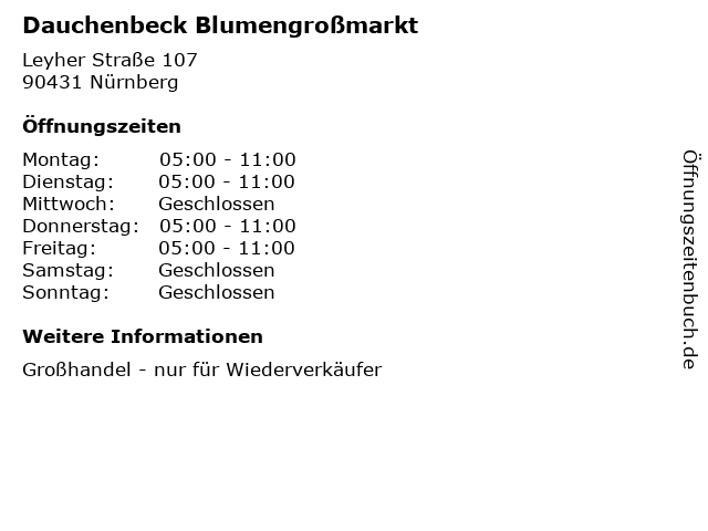 Dauchenbeck Blumengroßmarkt in Nürnberg: Adresse und Öffnungszeiten