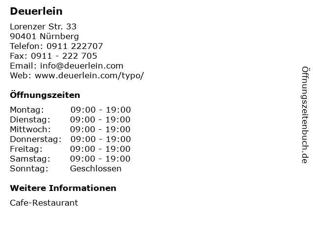 Deuerlein in Nürnberg: Adresse und Öffnungszeiten