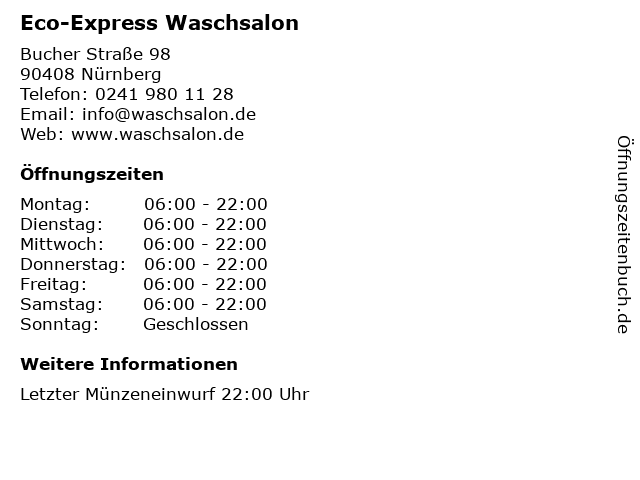 Eco-Express Waschsalon in Nürnberg: Adresse und Öffnungszeiten