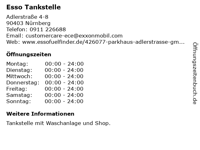 Esso Tankstelle in Nürnberg: Adresse und Öffnungszeiten