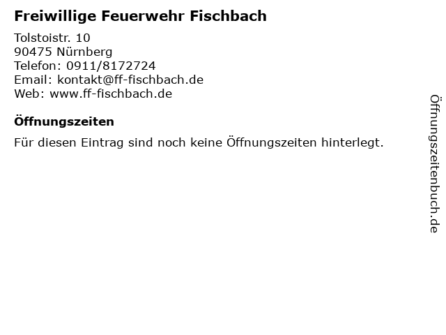 Freiwillige Feuerwehr Fischbach in Nürnberg: Adresse und Öffnungszeiten