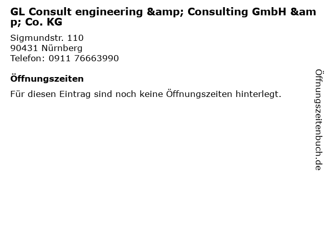 GL Consult engineering & Consulting GmbH & Co. KG in Nürnberg: Adresse und Öffnungszeiten