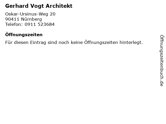 Gerhard Vogt Architekt in Nürnberg: Adresse und Öffnungszeiten