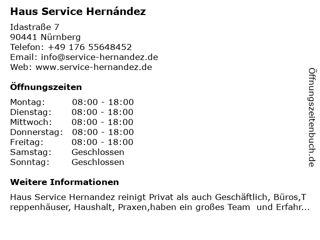 Haus Service Hernández in Nürnberg: Adresse und Öffnungszeiten