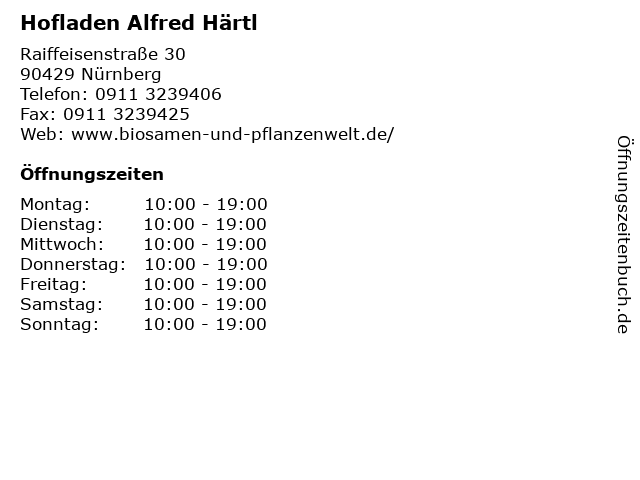 Hofladen Alfred Härtl in Nürnberg: Adresse und Öffnungszeiten