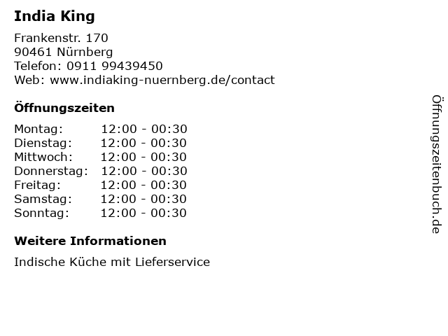 India King in Nürnberg: Adresse und Öffnungszeiten