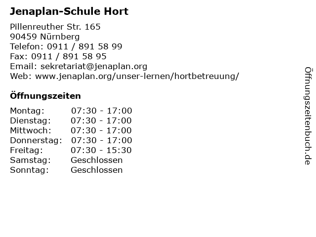 Jenaplan-Schule Hort in Nürnberg: Adresse und Öffnungszeiten