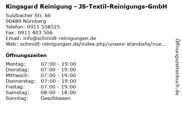 ᐅ Offnungszeiten Kingsgard Reinigung Sulzbacher Str Sulzbacher Str 66 In Nurnberg