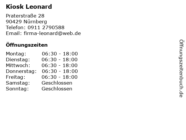 Kiosk Leonard in Nürnberg: Adresse und Öffnungszeiten