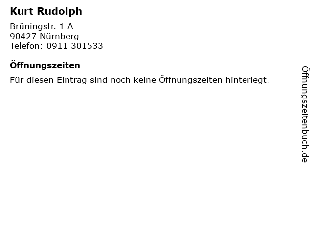 Kurt Rudolph in Nürnberg: Adresse und Öffnungszeiten