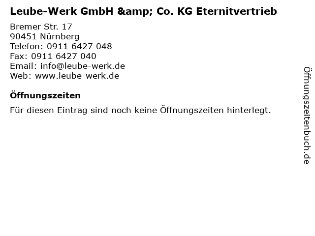 Leube-Werk GmbH & Co. KG Eternitvertrieb in Nürnberg: Adresse und Öffnungszeiten