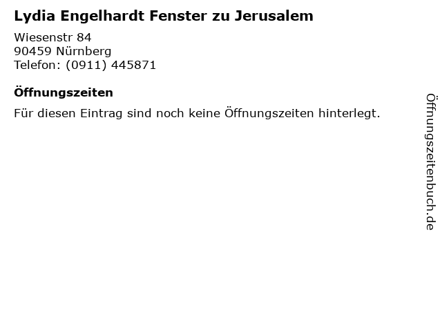 Lydia Engelhardt Fenster zu Jerusalem in Nürnberg: Adresse und Öffnungszeiten