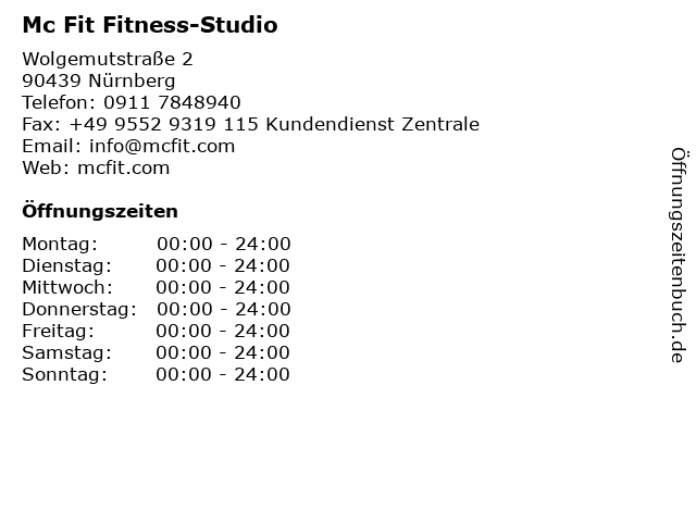 Mc Fit Fitness-Studio in Nürnberg: Adresse und Öffnungszeiten