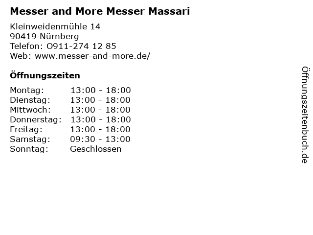 Messer and More Messer Massari in Nürnberg: Adresse und Öffnungszeiten